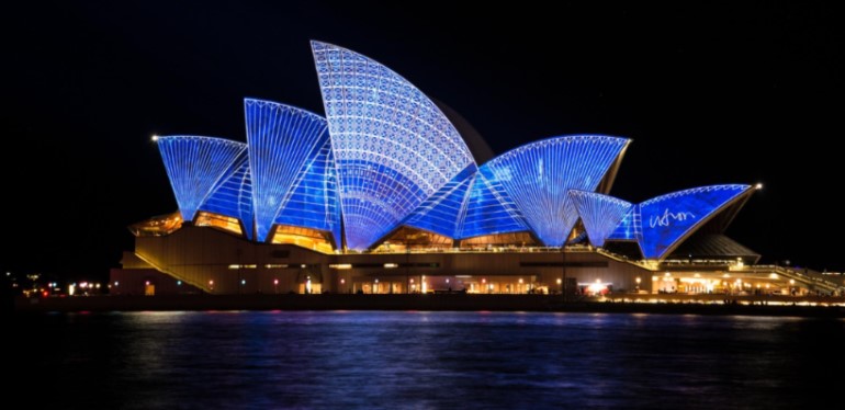 Sydney opera house at night