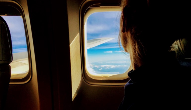 Looking out of a plane window