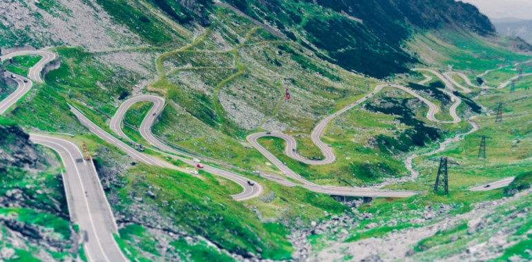 Road down a mountain