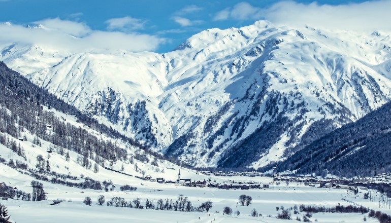 snowy valley town