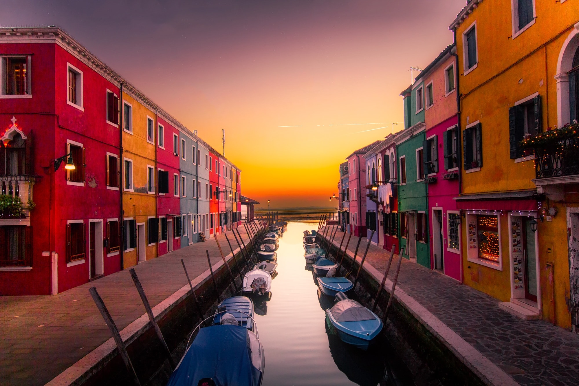 sunset over boats